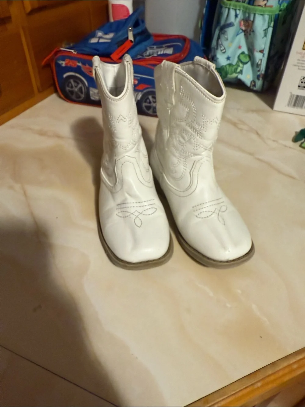 Kids White Western Cowboy Boots - Classic Stitch Detail